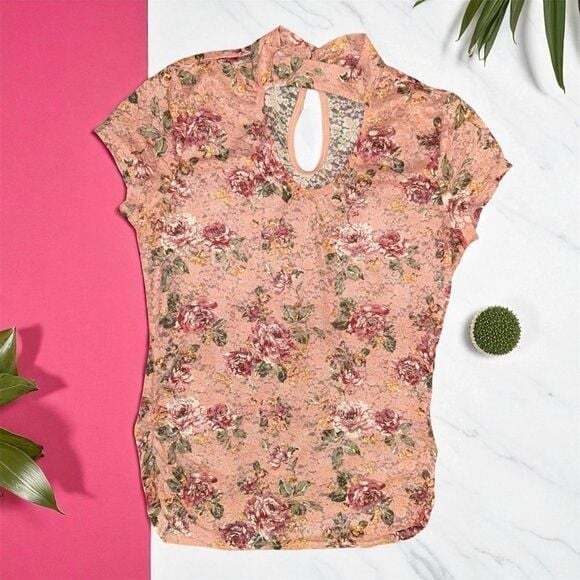 No Boundaries Tops - No Boundaries Floral Fitted Cap Sleeve Top